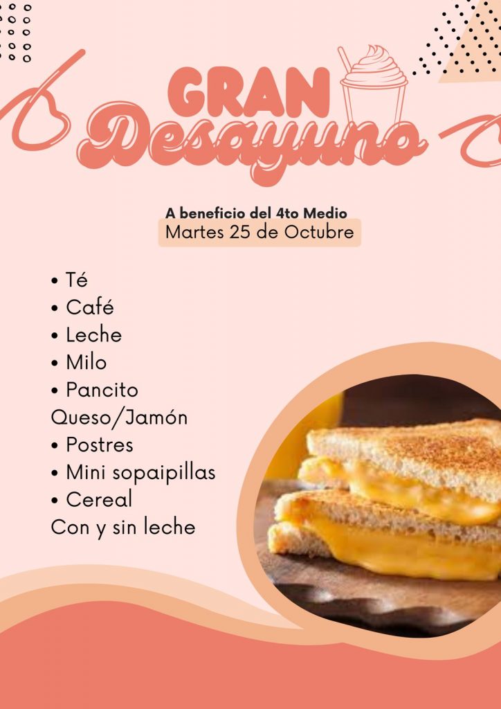 Poster desayuno lista de productos